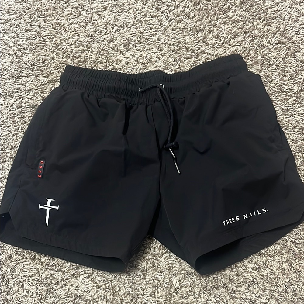 Black Athletic Shorts with T Logo